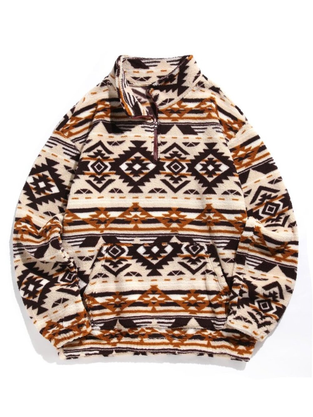 Men 1/4 Zipper Ethnic Aztec Fleece Unisex Winter Sweatshirt Tops 2026